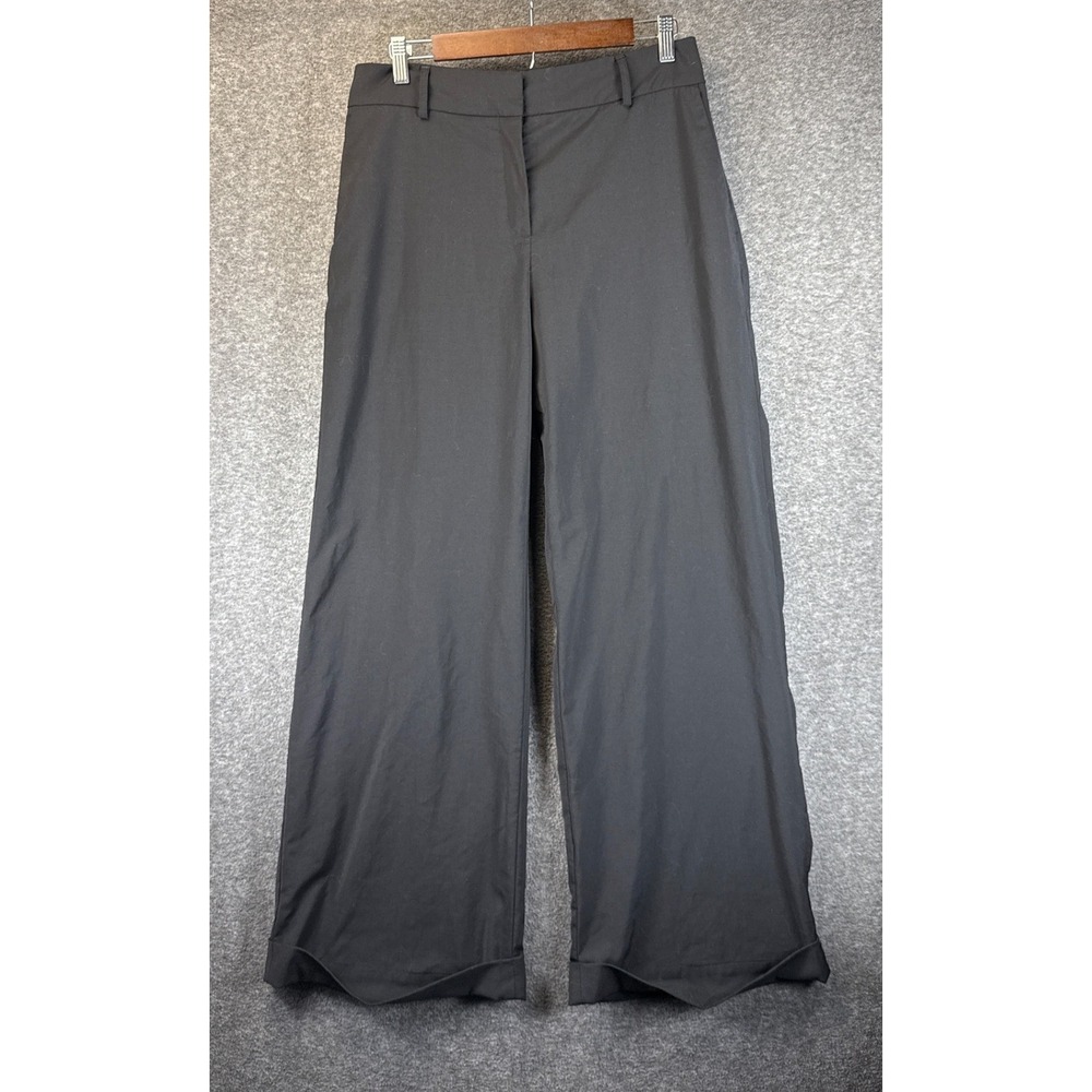 Piazza Sempione Wide Leg Trousers Womens 30x33 Black Luxury Cuffed Made in Italy
